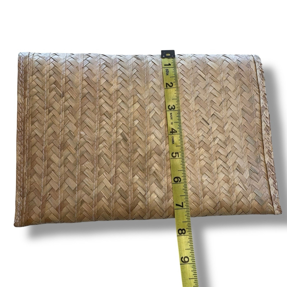 Handwoven Straw Clutch Sunflower Decor Boho Wicker Purse Artisan Beach Bag - Picture 8 of 9
